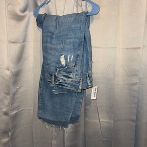Old Navy Medium Blue Distressed Cropped Jeans